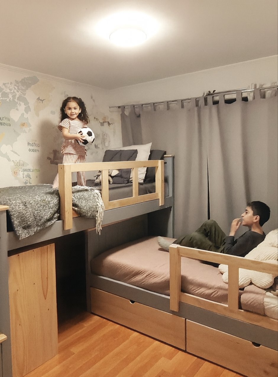 2025/08/1000008203-1.jpg CAMAS MULTIFUNCIONAL – Cama semi alta, cama infantil de pino resistente con cajones, juguetero y barandas de seguridad (para niños o adultos) - Imagen 1