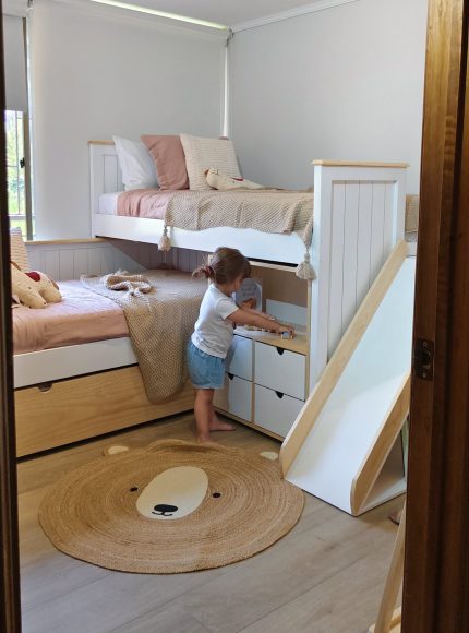CAMAROTE NIDO RESBALIN PARA TRES NIÑOS CON ALMACENAMIENTO