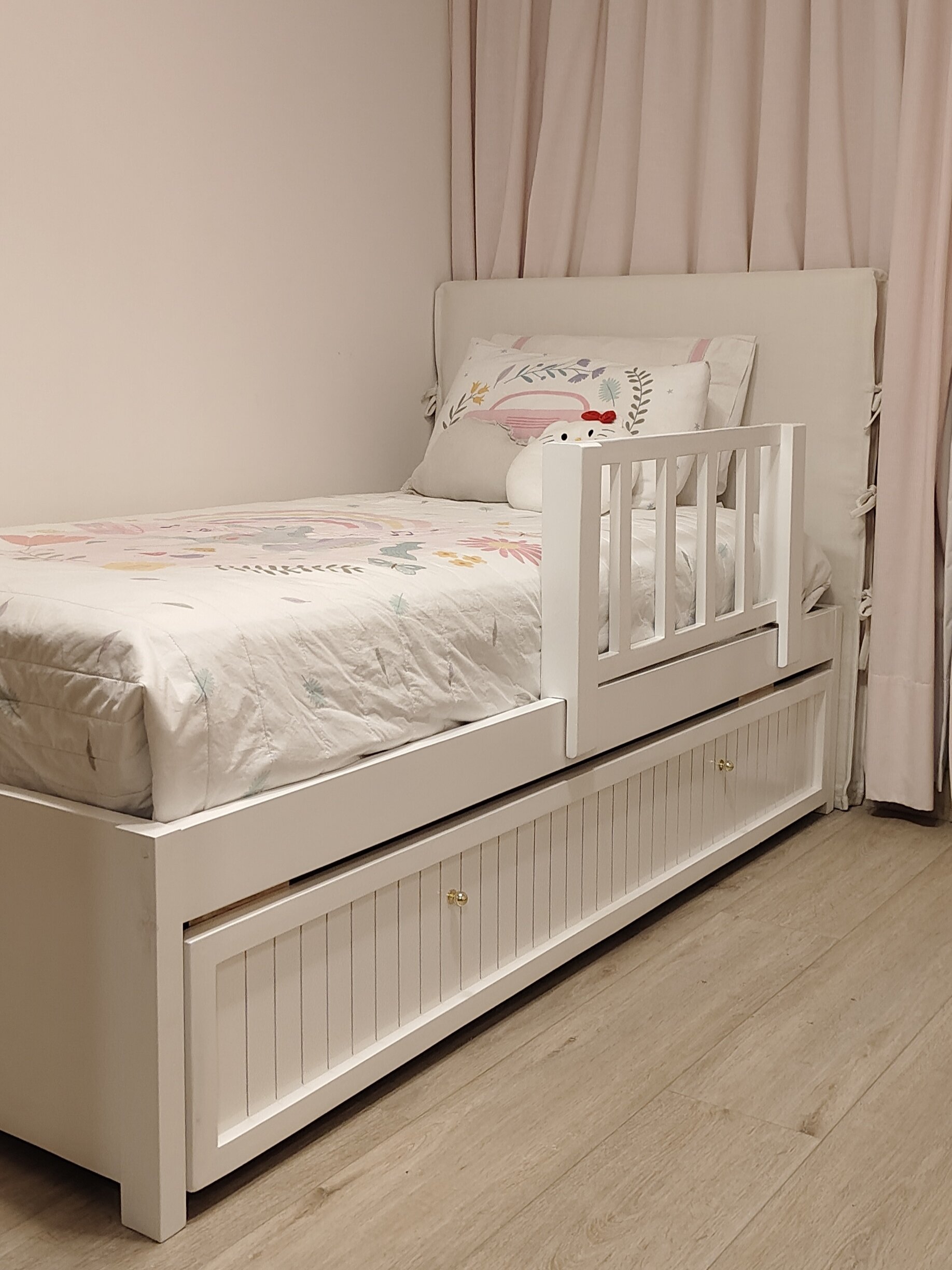 2026/04/1000013954.jpg CAMA NIDO CON RESPALDO ACOLCHADO, DE MADERA - Imagen 1