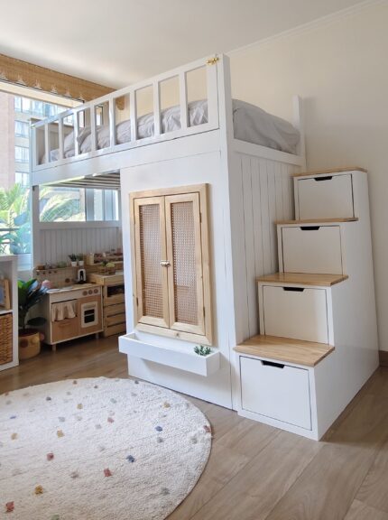 CAMA ALTA CASITA ENCANTADA – cama infantil en altura con diseño de casita